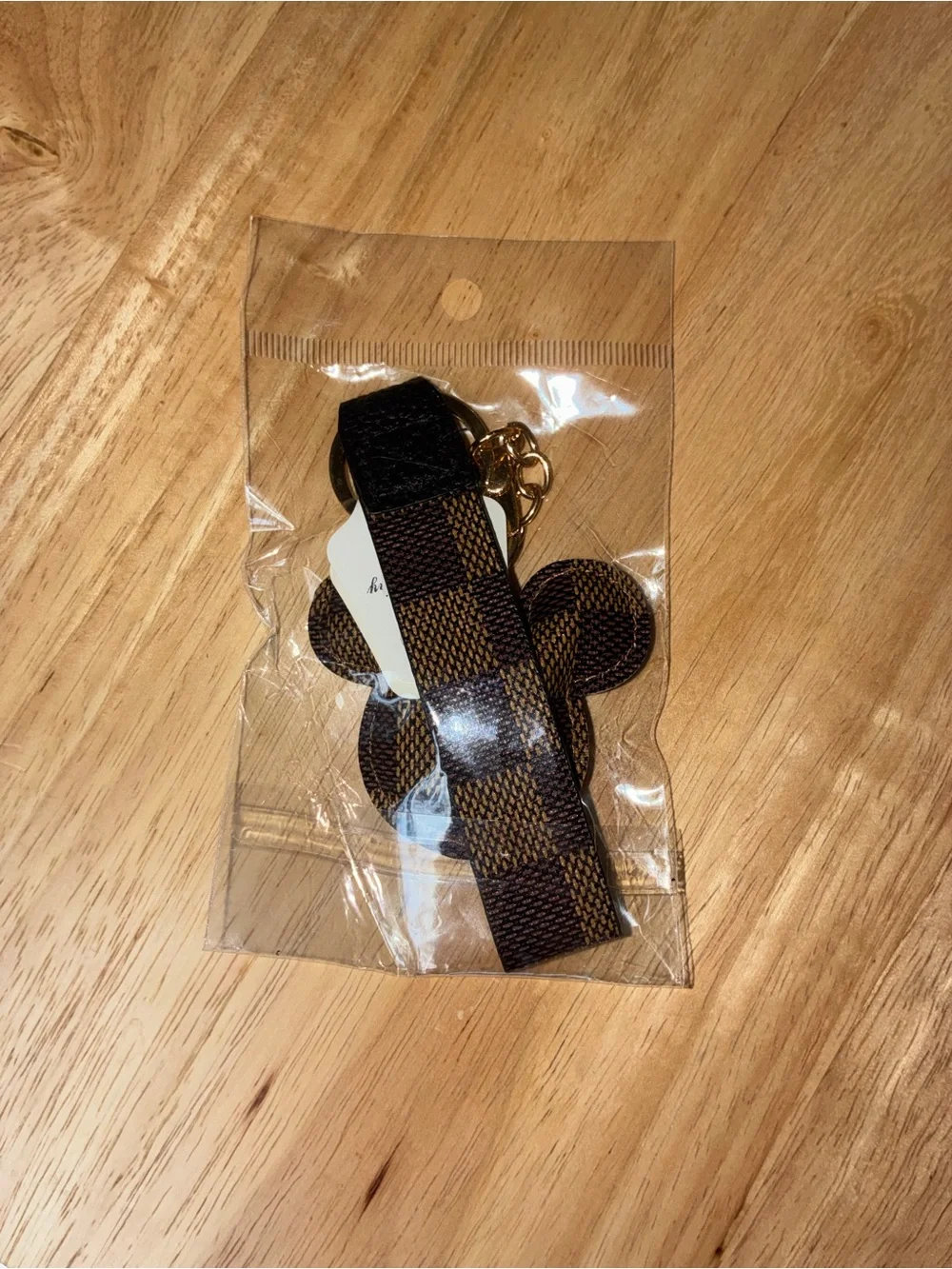 Checkered Mouse Ear Wristlet Keychain Bag Charm NWT